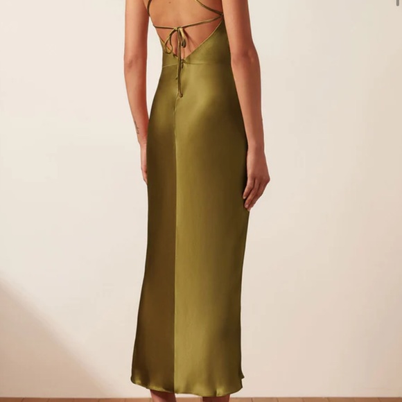 Giorgia Asymmetrical Bias Cowl Midi Dress - Picture 4 of 8